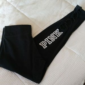 Pink VS leggings criss cross bottom See PIX
